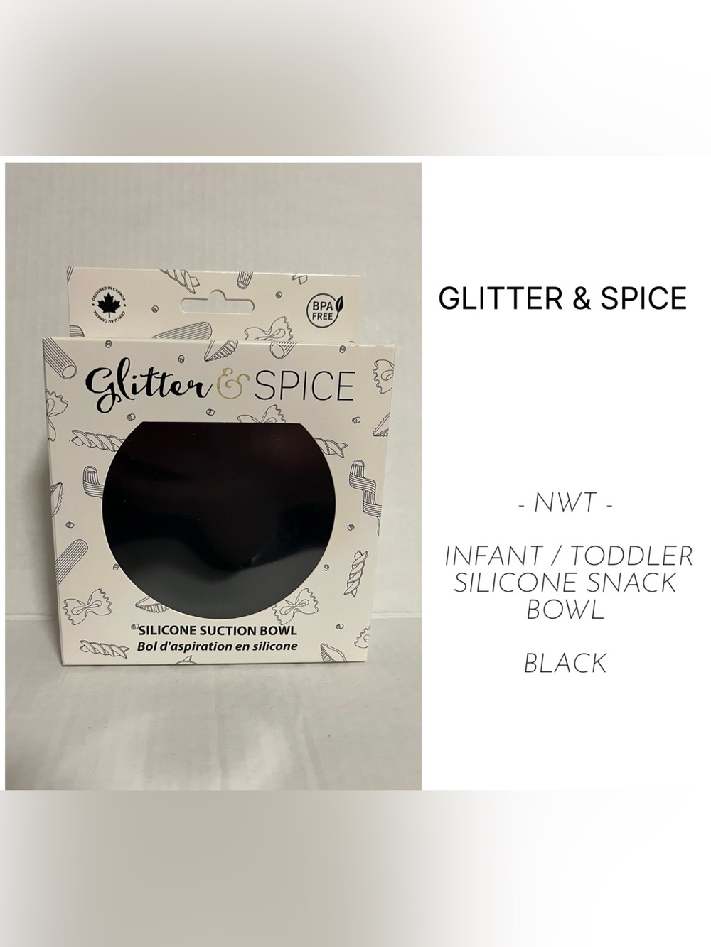 GLITTER & SPICE - NWT - BLACK SILICONE SNACK BOWL